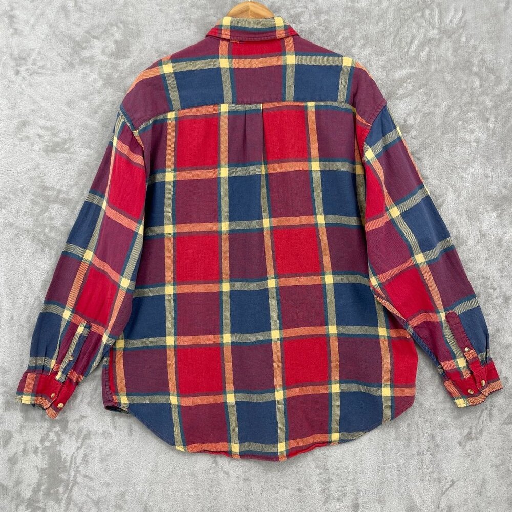 Gap Vintage Red Blue Plaid 100% Cotton Long Sleeve Button Front Shirt - Picture 5 of 10